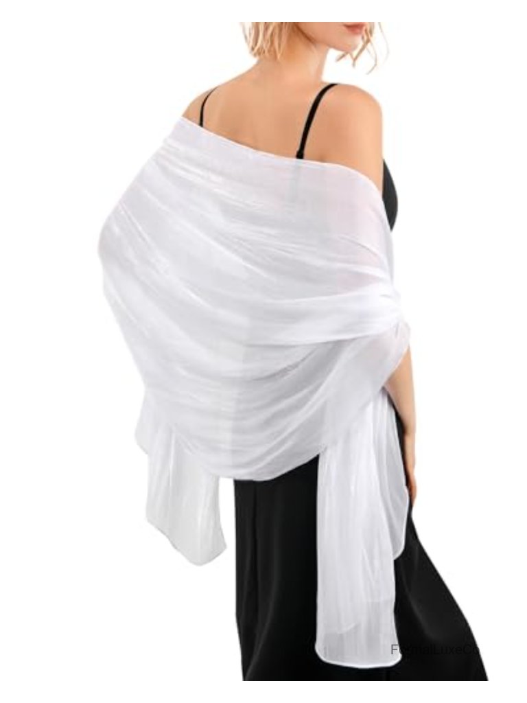 Silk-Like Shawl Wrap For Evening Dresses Sparkly Soft Wedding Party Bridesmaid